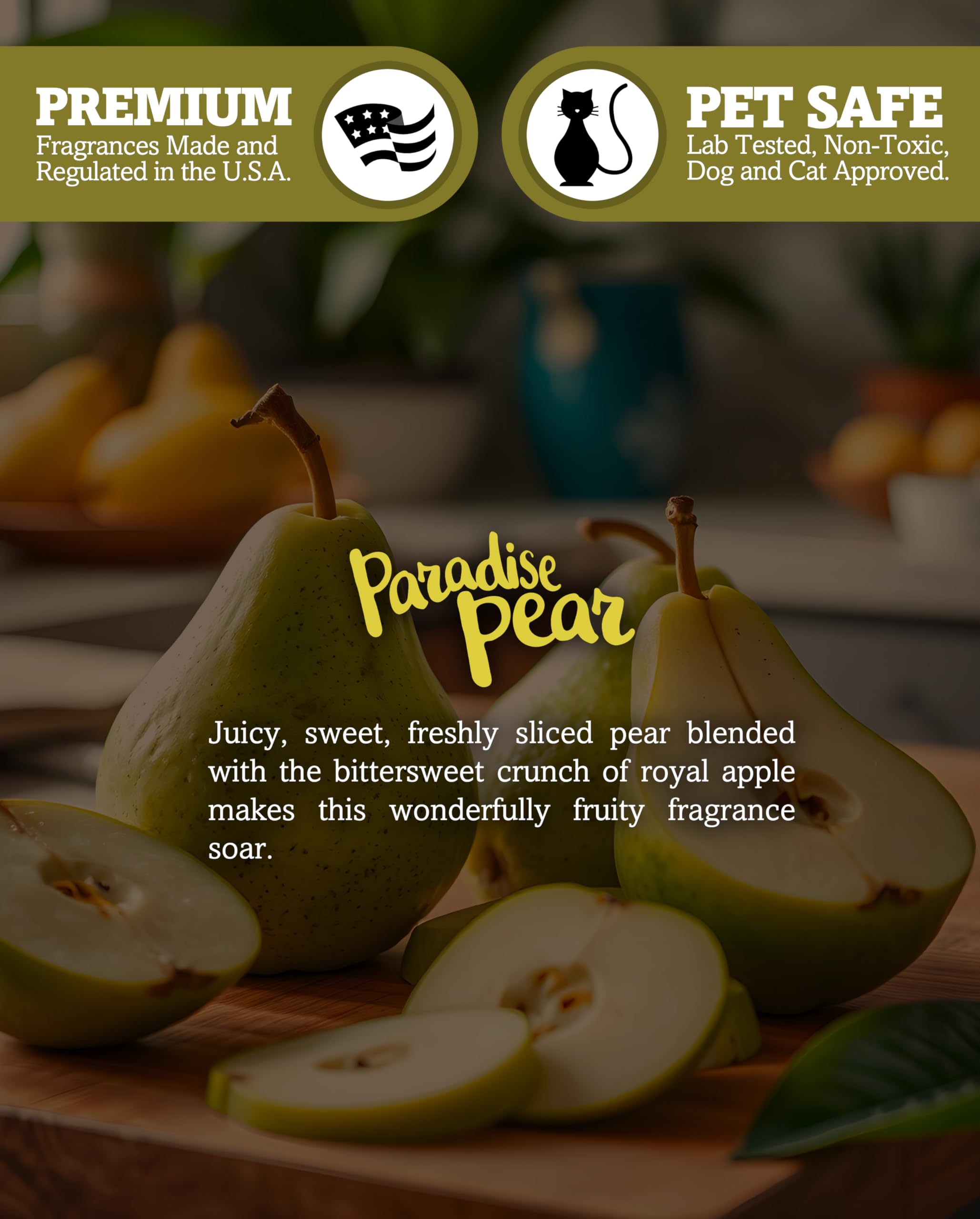 Shortie's Candle Company Paradise Pear Wax Melts - Formula 117-1 Highly Scented 3 Oz. Bar - Made with Natural Oils - Fruit & Ber